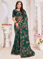 Crystal Organza Silk Bottle Green Wedding Wear Hand Work Saree